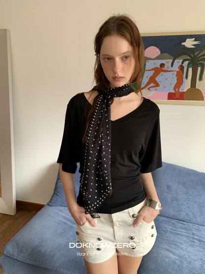 DKZ OFFICIAL Polka Dot Lightweight Korean Style Silk Women&