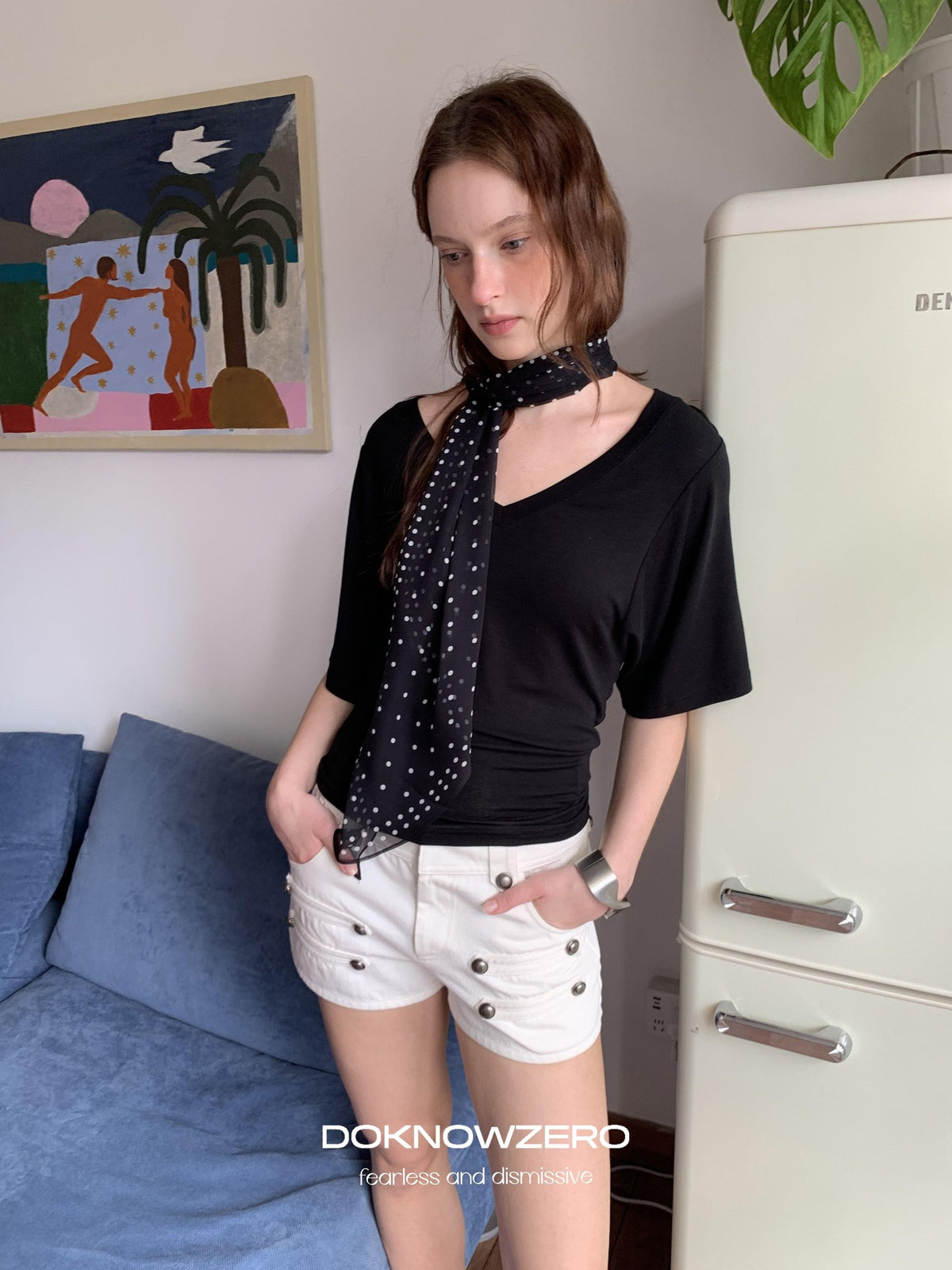 DKZ OFFICIAL Polka Dot Lightweight Korean Style Silk Women&