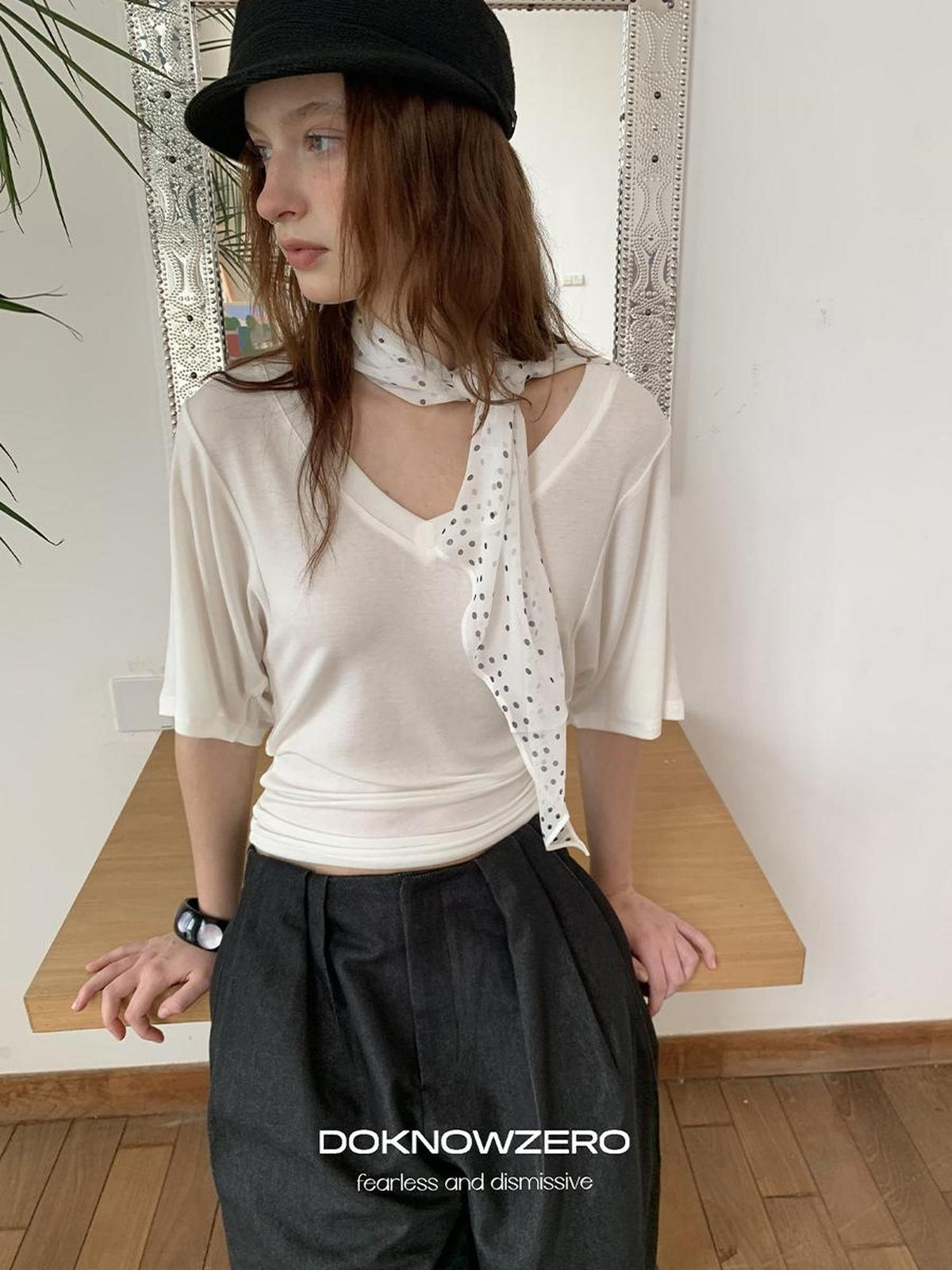 DKZ OFFICIAL Polka Dot Lightweight Korean Style Silk Women&