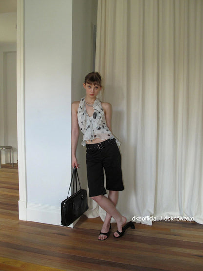 DKZ OFFICIAL Polka Dot Ruffled Halter Top