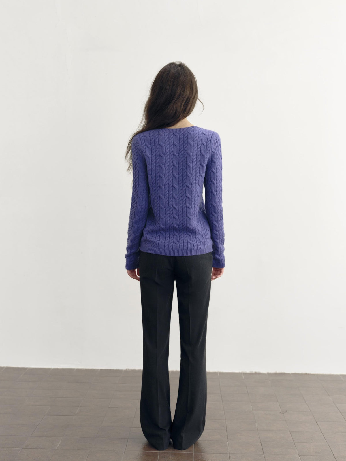 DKZ OFFICIAL Purple Cable Knit V-neck Women&
