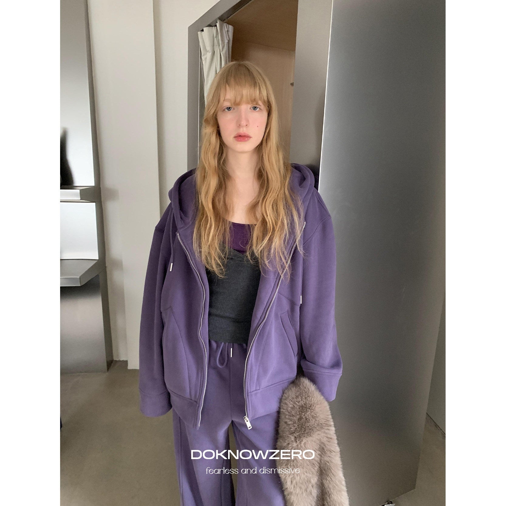 DKZ_OFFICIAL_Purple_Fleece_Lined_Hooded_Zip_Women&