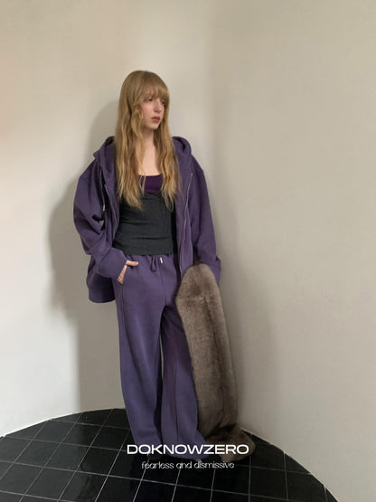 DKZ OFFICIAL Purple Fleece Lined Hooded Zip Women&