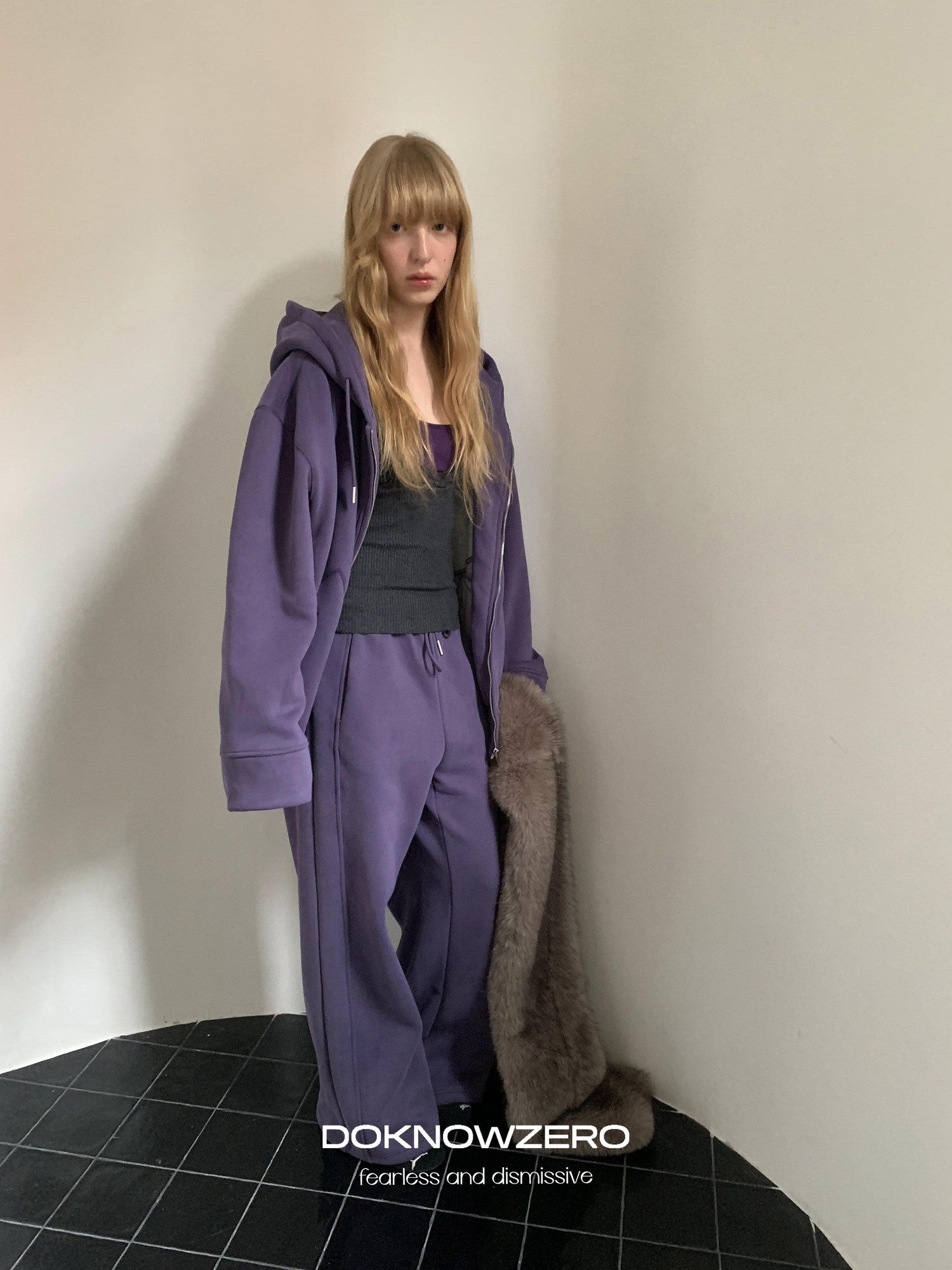 DKZ OFFICIAL Purple Fleece Lined Hooded Zip Women&