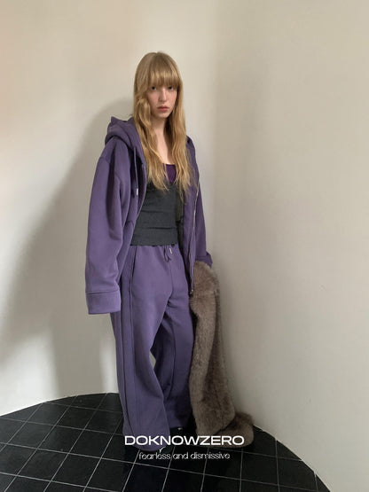DKZ OFFICIAL Purple Fleece Lined Hooded Zip Women&