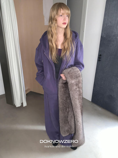 DKZ OFFICIAL Purple Fleece Lined Hooded Zip Women&