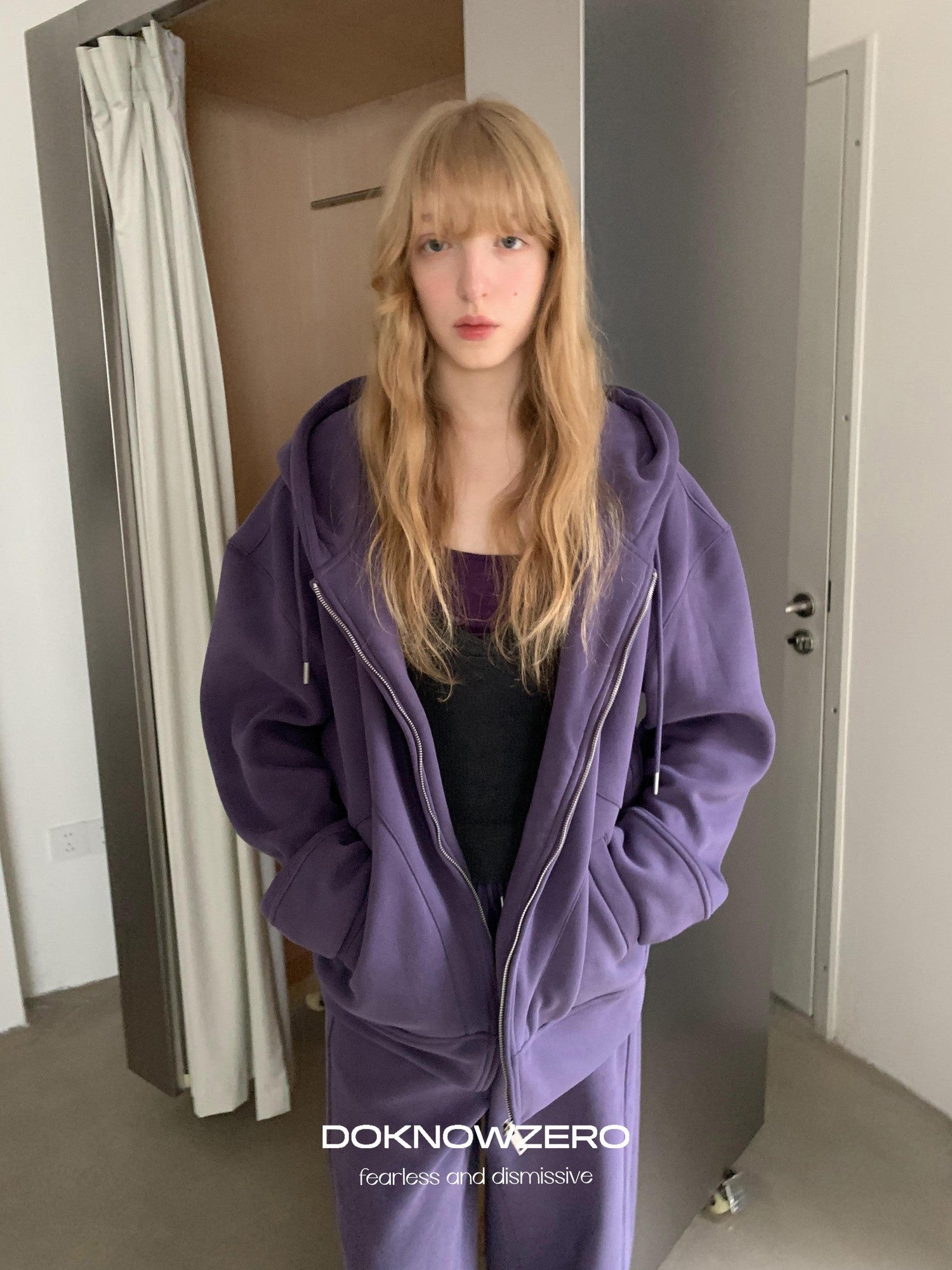 DKZ OFFICIAL Purple Fleece Lined Hooded Zip Women&