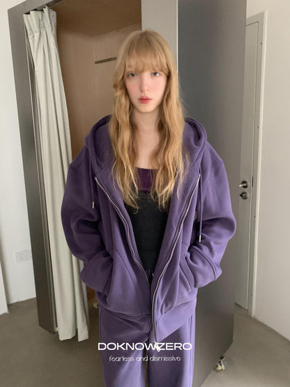 DKZ OFFICIAL Purple Fleece Lined Hooded Zip Women&