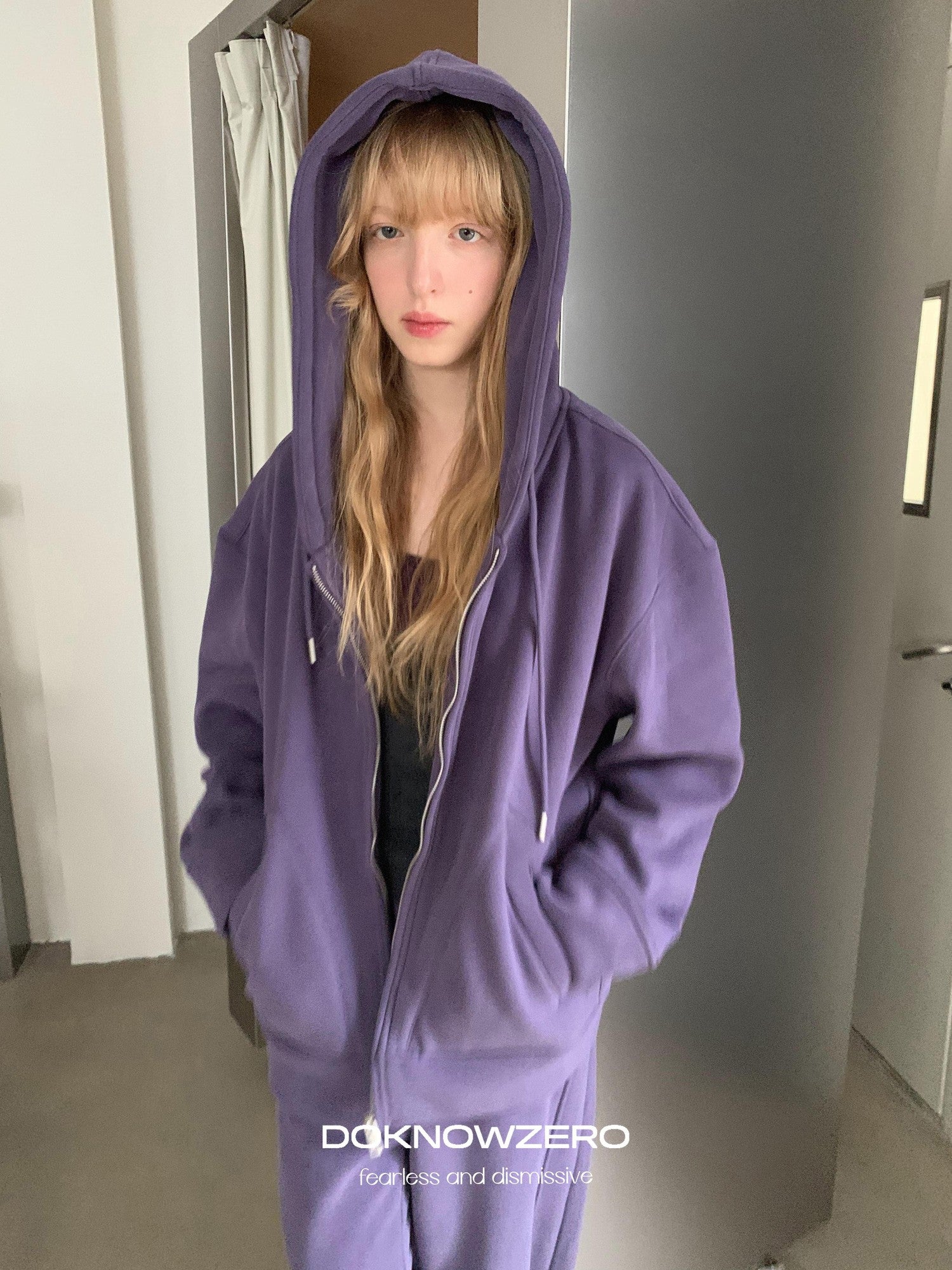 DKZ OFFICIAL Purple Fleece Lined Hooded Zip Women&