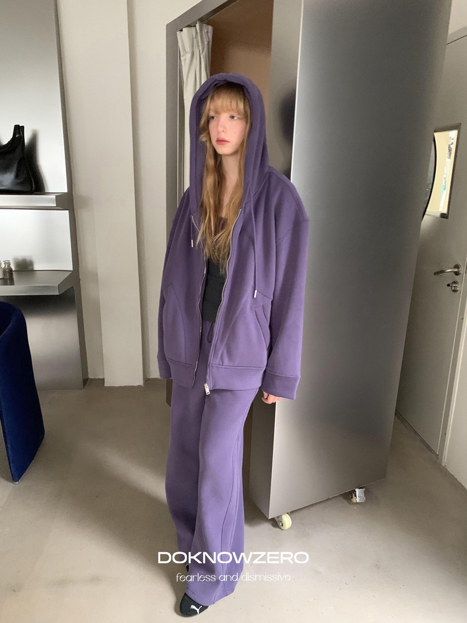 DKZ OFFICIAL Purple Fleece Lined Hooded Zip Women&