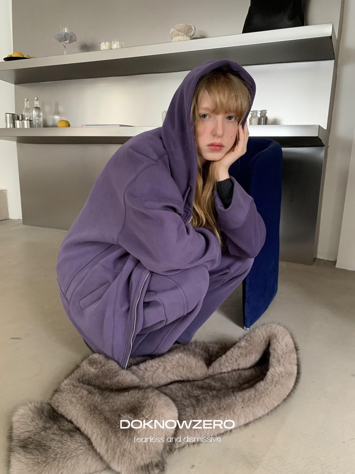 DKZ OFFICIAL Purple Fleece Lined Hooded Zip Women&
