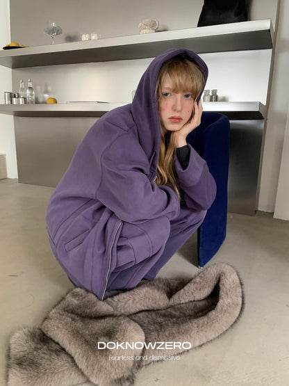 DKZ OFFICIAL Purple Fleece Lined Hooded Zip Women&