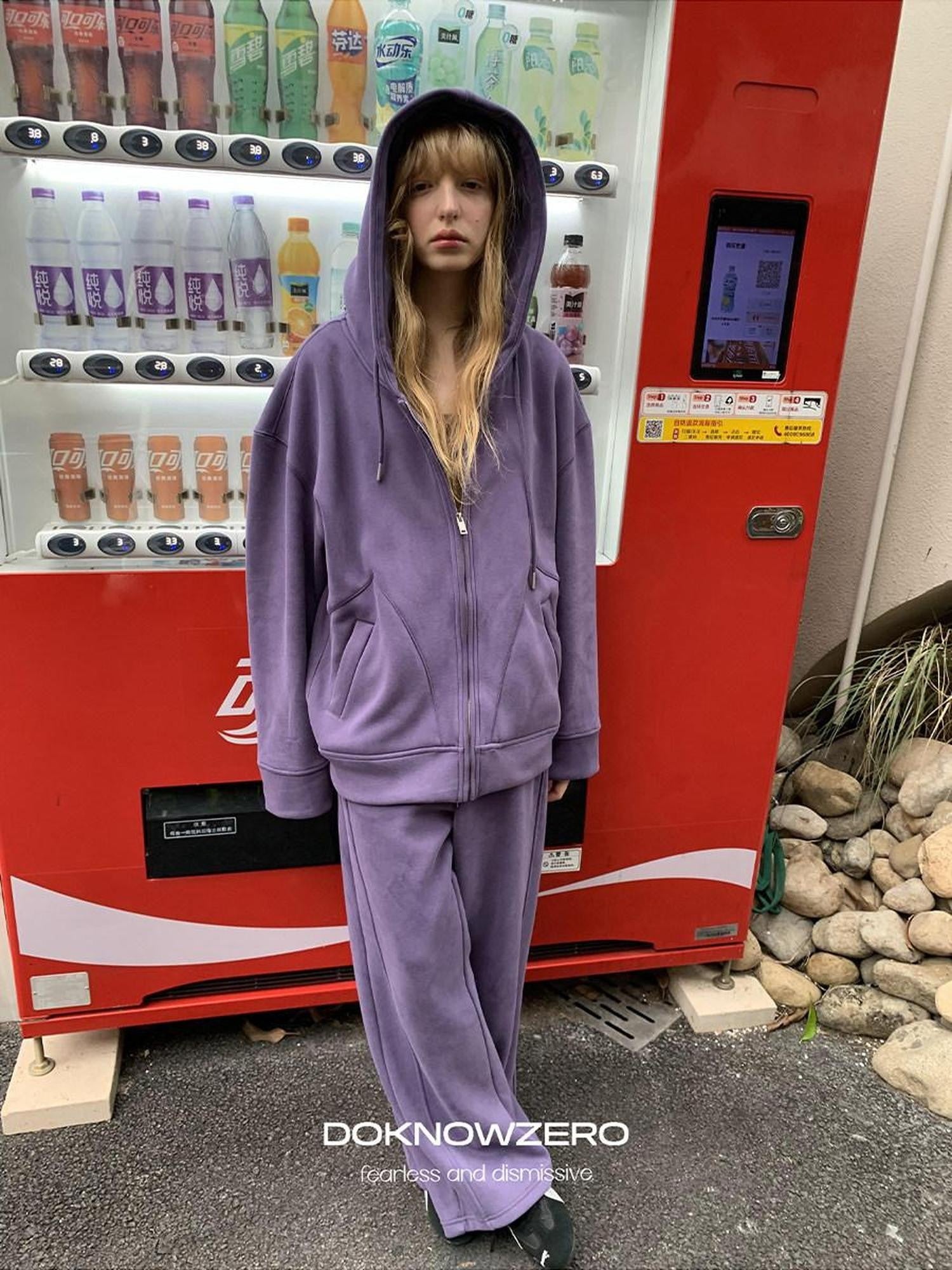 DKZ OFFICIAL Purple Fleece Lined Hooded Zip Women&