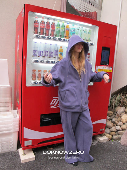 DKZ OFFICIAL Purple Fleece Lined Hooded Zip Women&