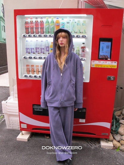 DKZ OFFICIAL Purple Fleece Lined Hooded Zip Women&