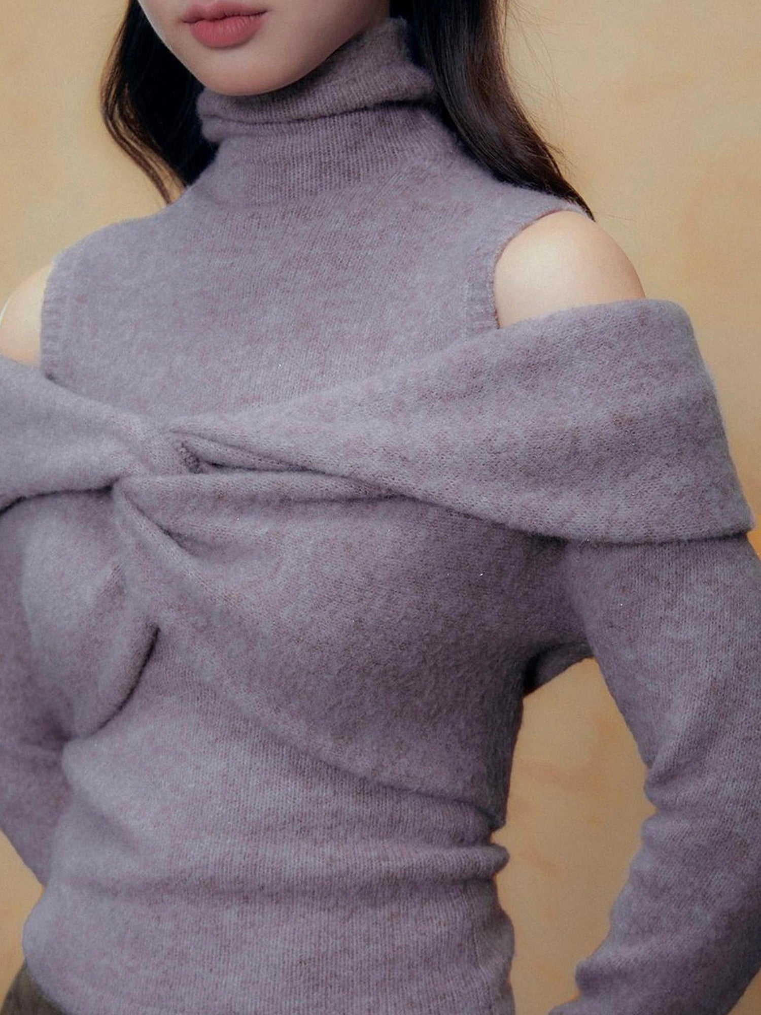DKZ OFFICIAL Purple Knit Two Piece Set With Detachable Bow Collar