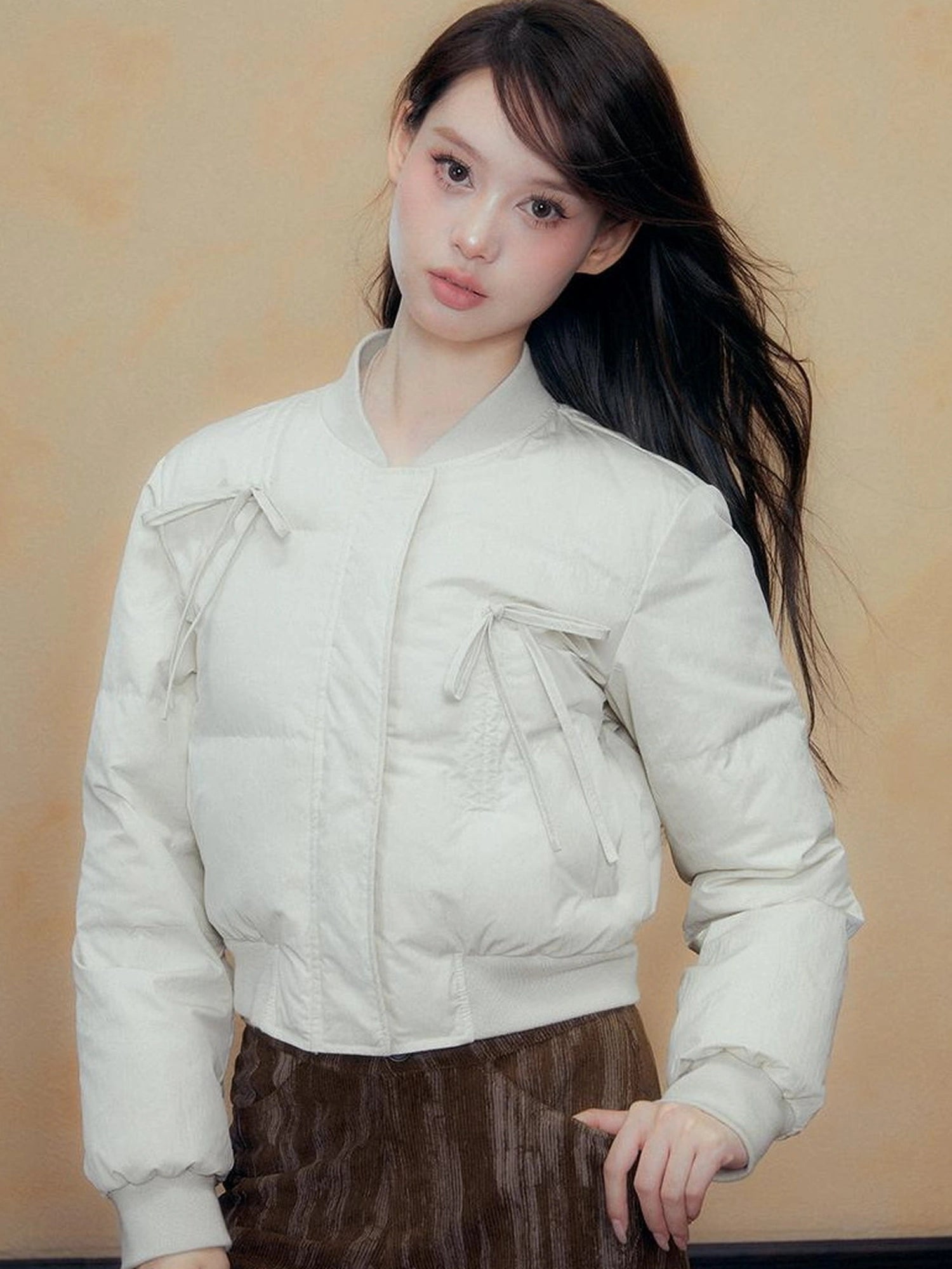 DKZ OFFICIAL Quilted Lilac Short Jacket With Bow Tie