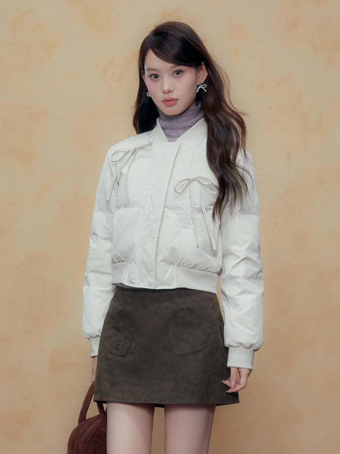 DKZ OFFICIAL Quilted Lilac Short Jacket With Bow Tie