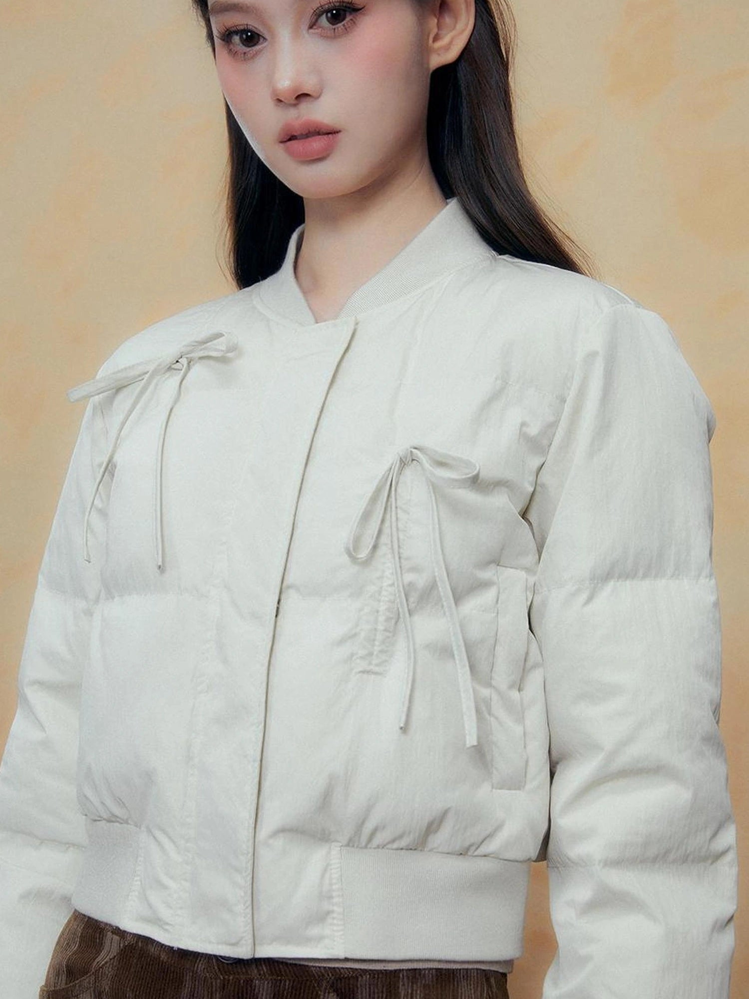 DKZ OFFICIAL Quilted Lilac Short Jacket With Bow Tie