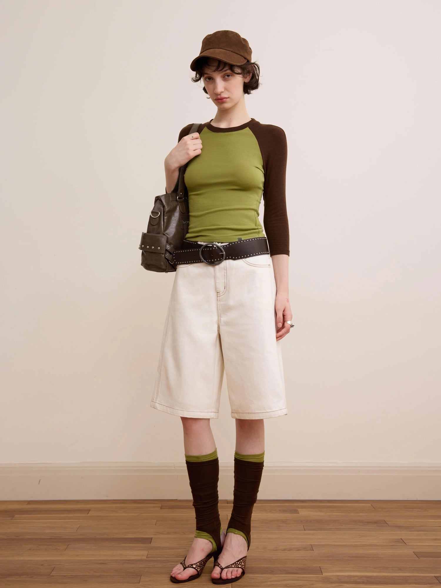 DKZ OFFICIAL Rayon Wool Blend Color Block Raglan Tee