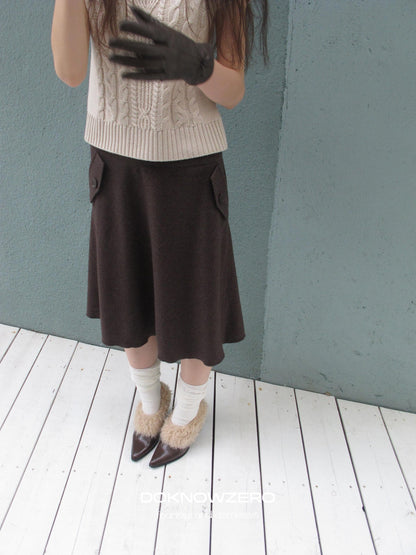 DKZ OFFICIAL Retro Cable Knit High Neck Short Sleeve Women&
