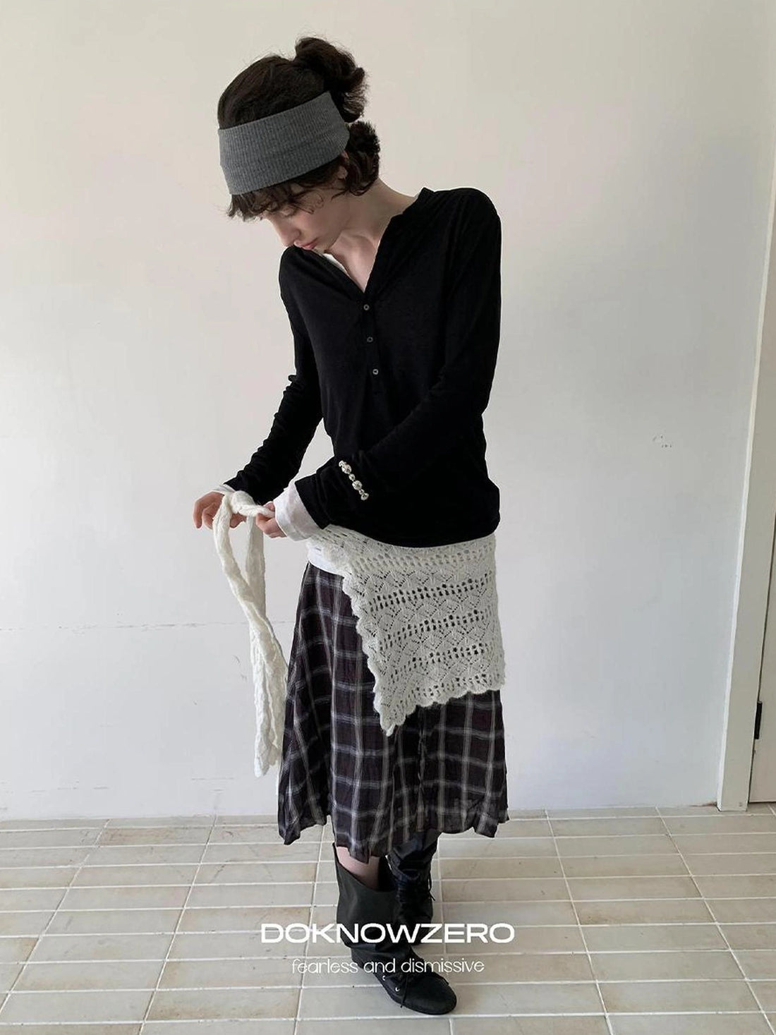 DKZ OFFICIAL Retro Crochet Layered Knit Waist Frill