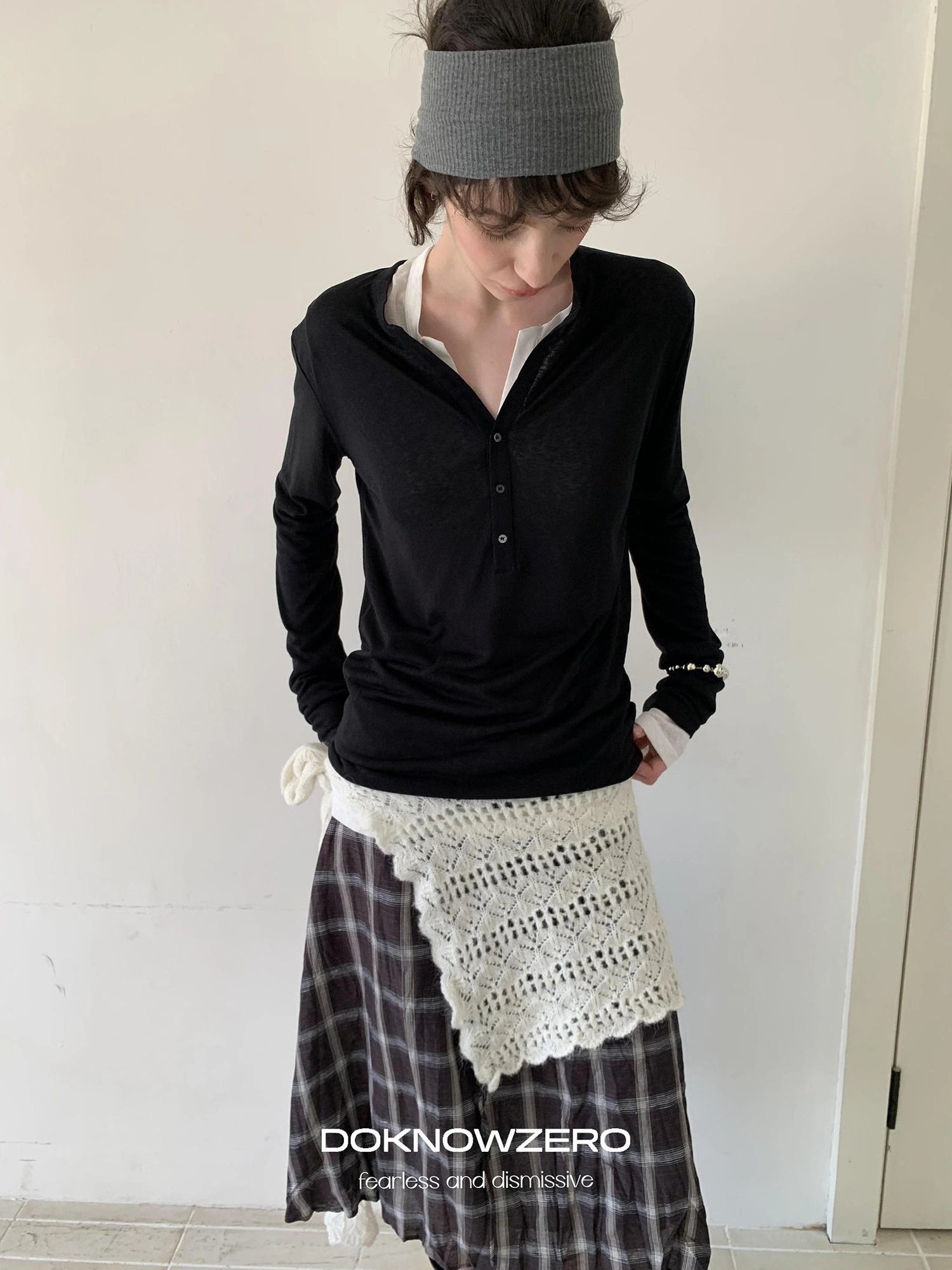 DKZ OFFICIAL Retro Crochet Layered Knit Waist Frill