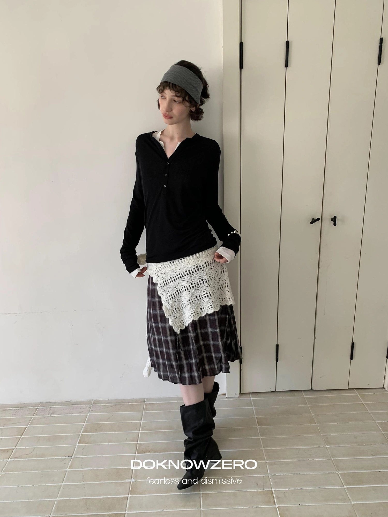 DKZ OFFICIAL Retro Crochet Layered Knit Waist Frill