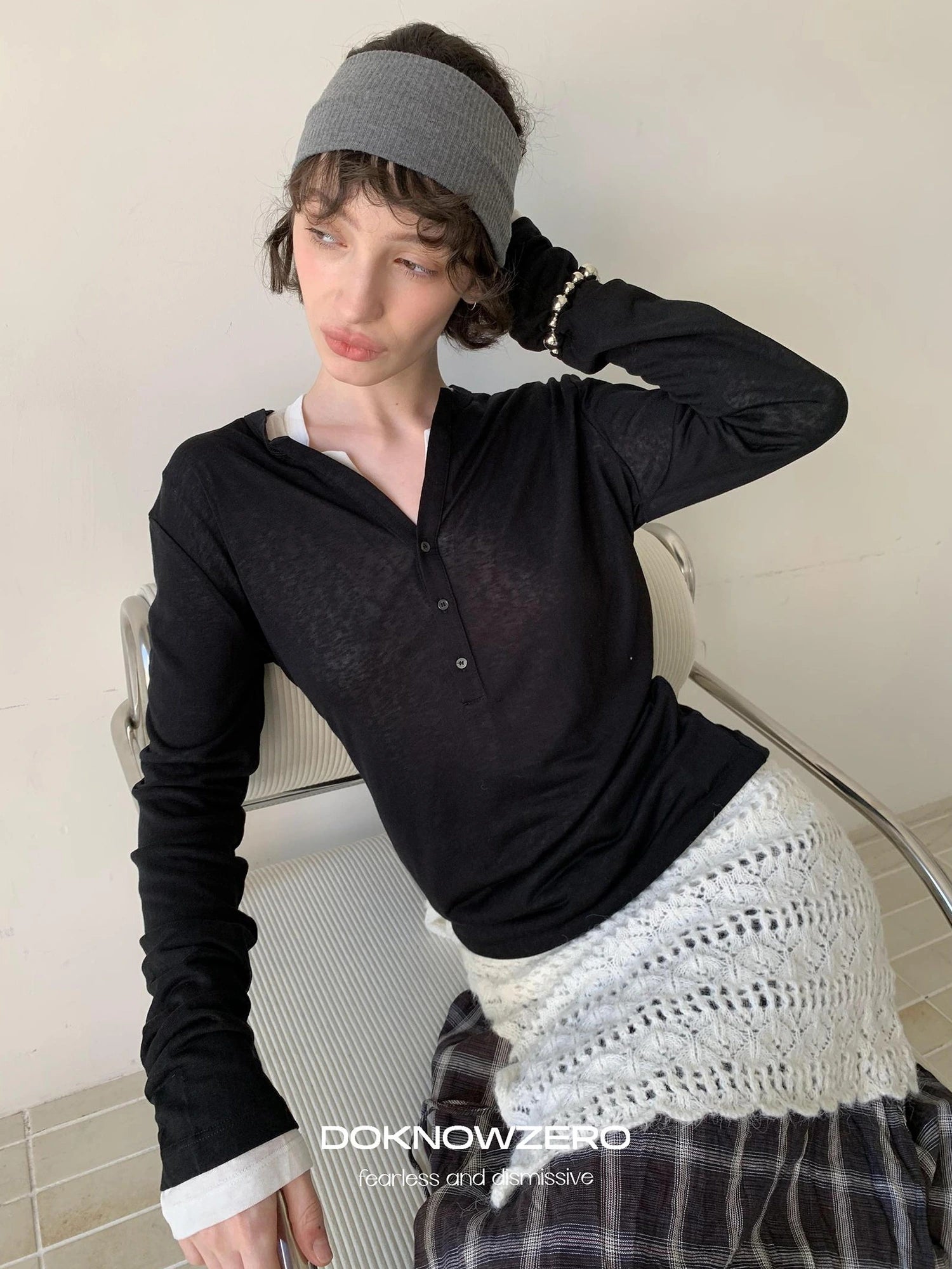 DKZ OFFICIAL Retro Crochet Layered Knit Waist Frill