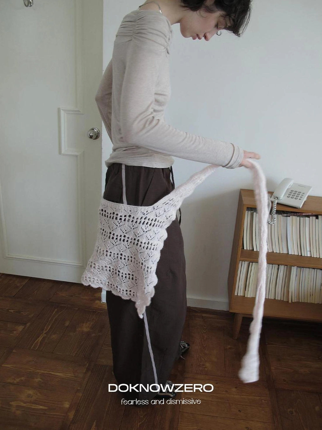 DKZ OFFICIAL Retro Crochet Layered Knit Waist Frill