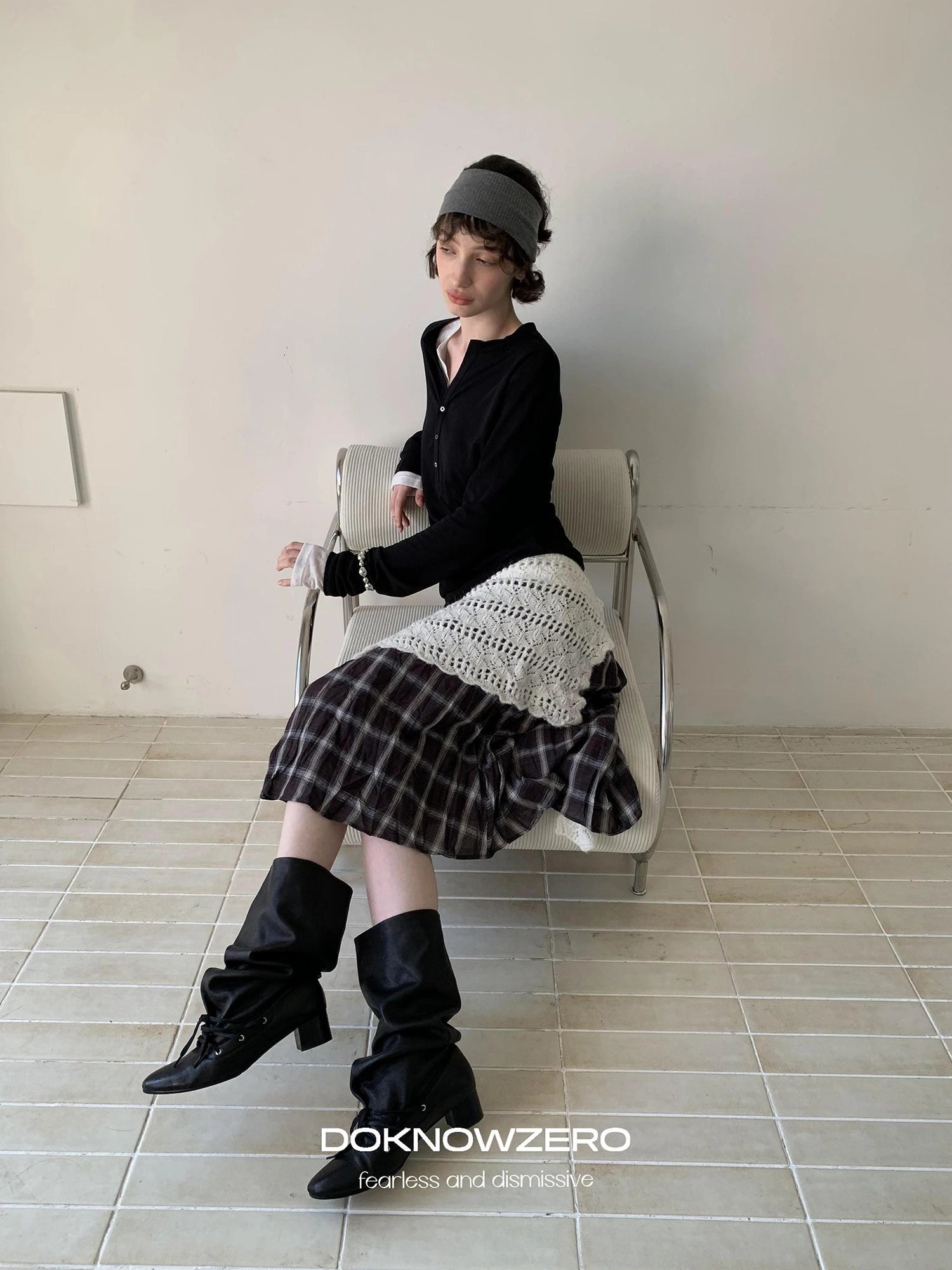 DKZ OFFICIAL Retro Crochet Layered Knit Waist Frill