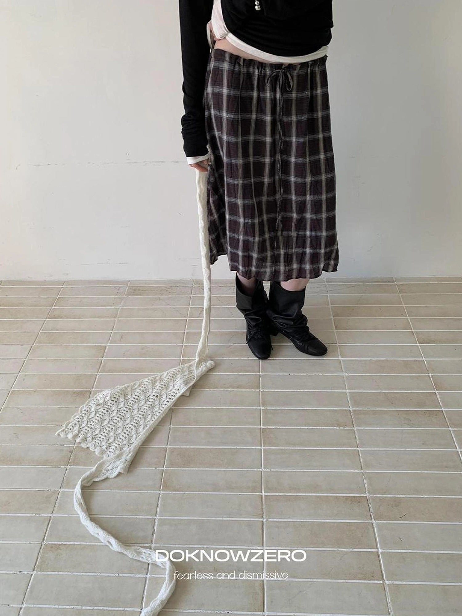 DKZ OFFICIAL Retro Crochet Layered Knit Waist Frill