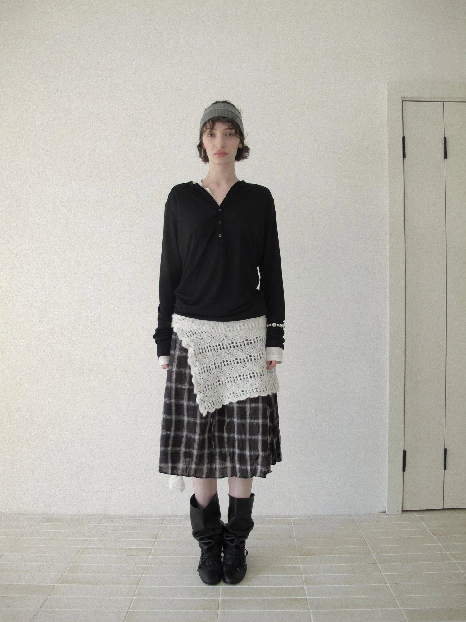 DKZ OFFICIAL Retro Crochet Layered Knit Waist Frill