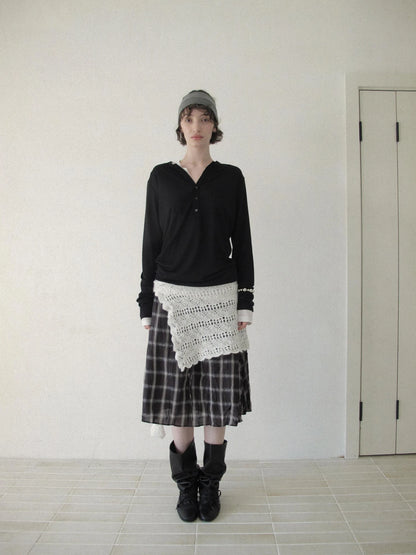 DKZ OFFICIAL Retro Crochet Layered Knit Waist Frill