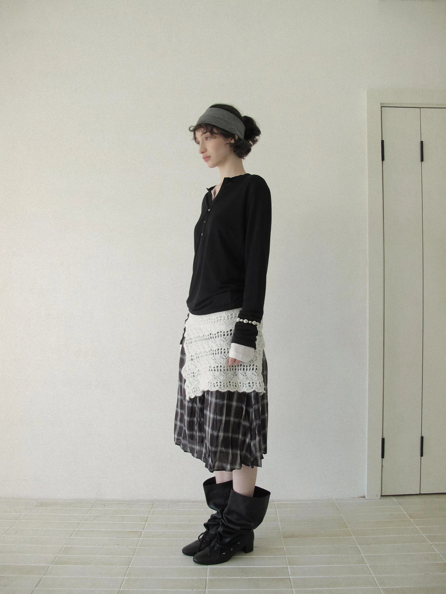DKZ OFFICIAL Retro Crochet Layered Knit Waist Frill