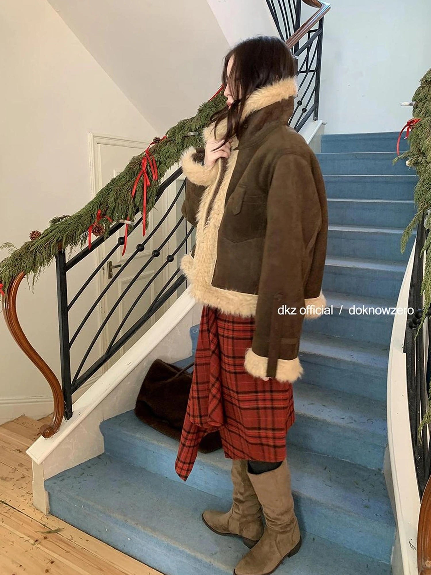 DKZ OFFICIAL Retro Faux Fur Collar Winter Jacket For Women