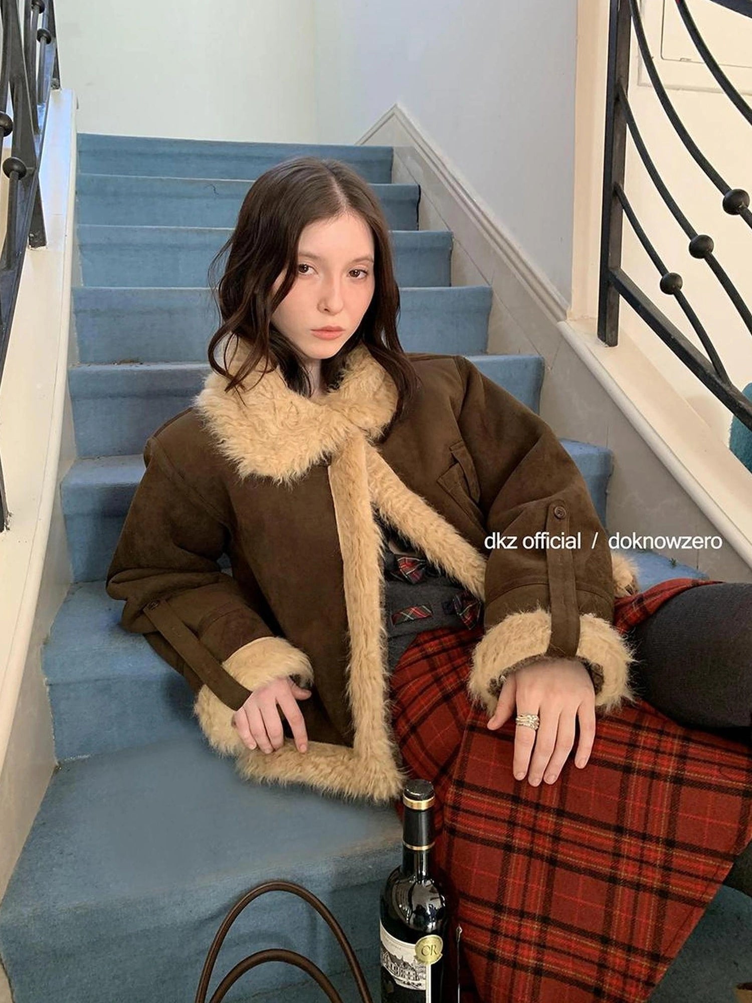 DKZ OFFICIAL Retro Faux Fur Collar Winter Jacket For Women