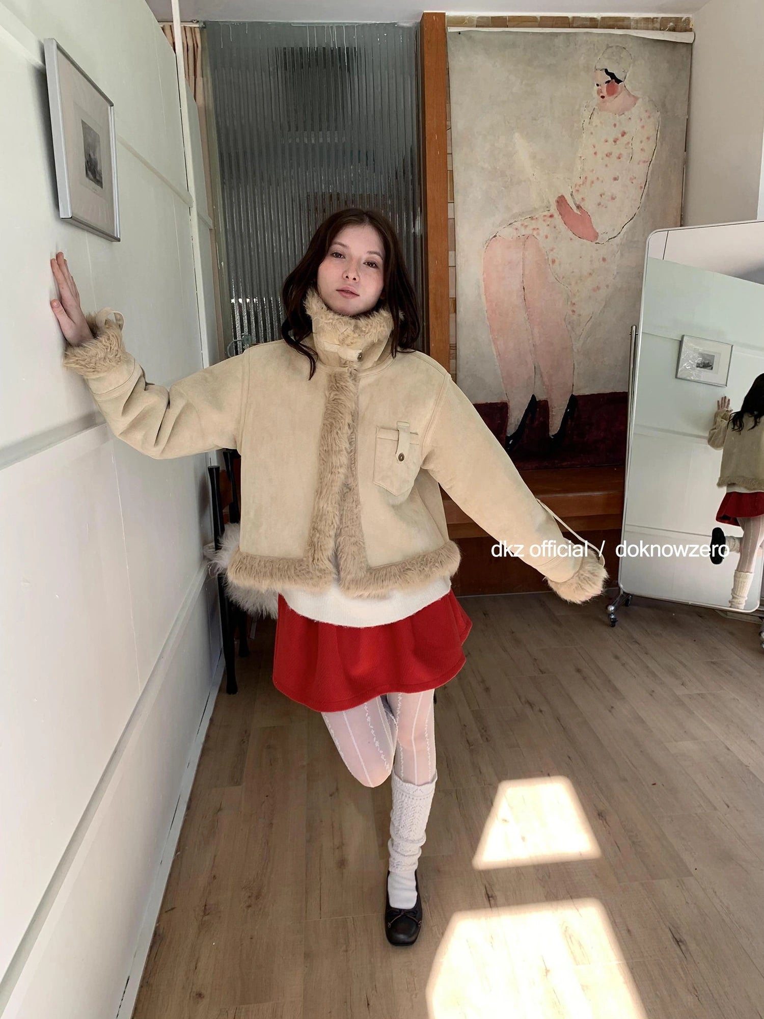 DKZ OFFICIAL Retro Faux Fur Collar Winter Jacket For Women