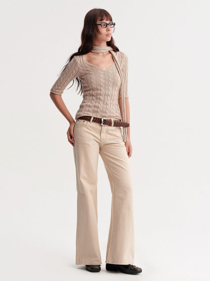 DKZ OFFICIAL Retro Knit V-neck With Scarf Women&