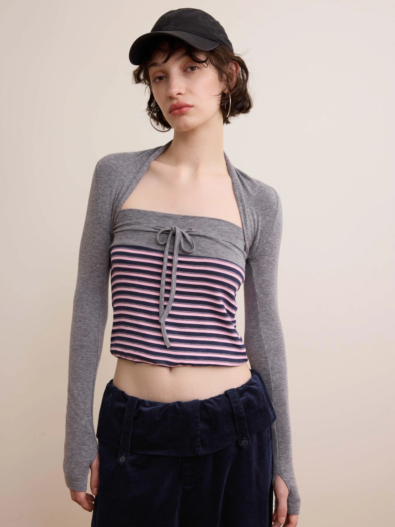 DKZ OFFICIAL Retro Slim Fit Striped Knit Vest Two Piece Set