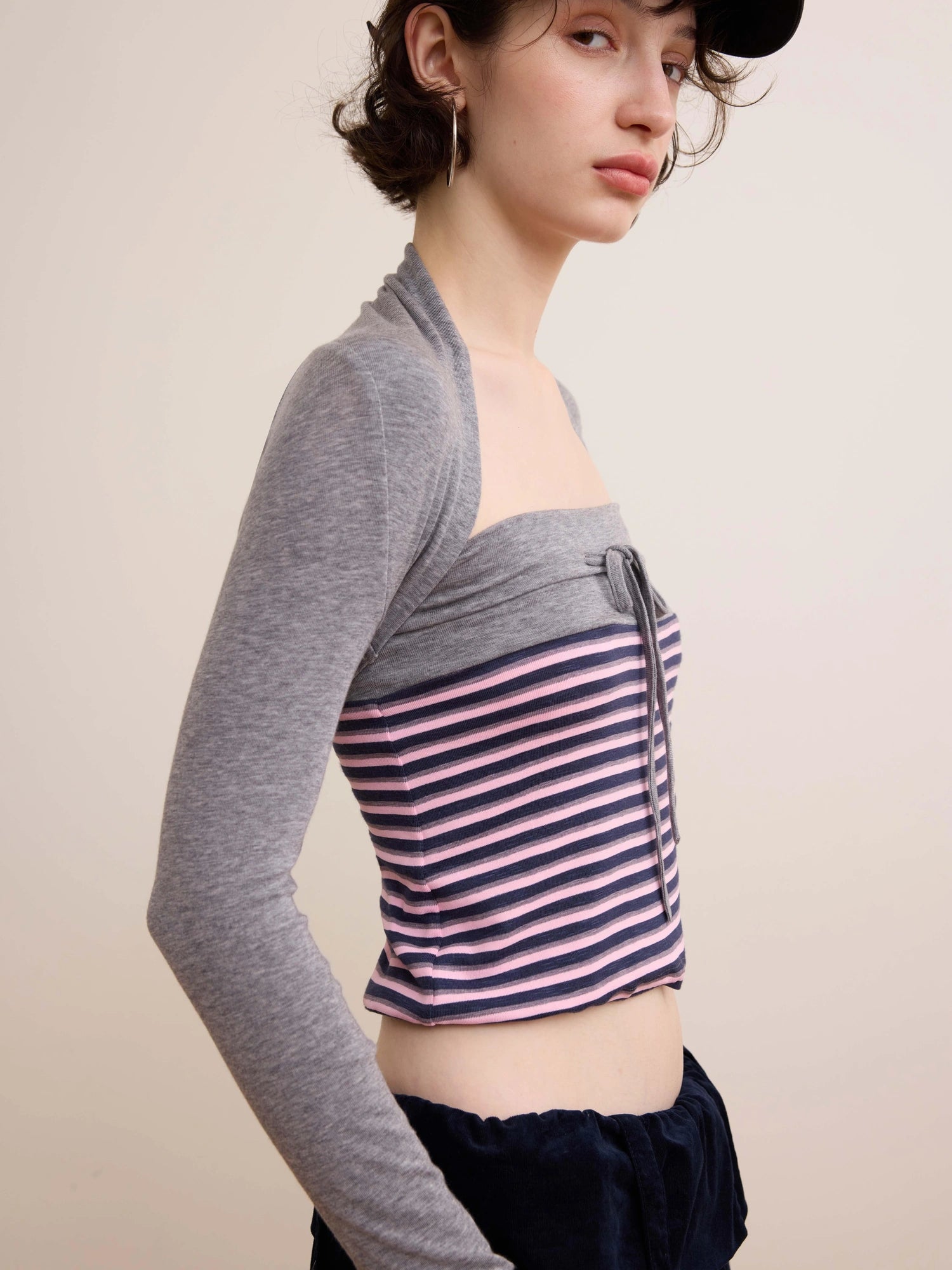 DKZ OFFICIAL Retro Slim Fit Striped Knit Vest Two Piece Set