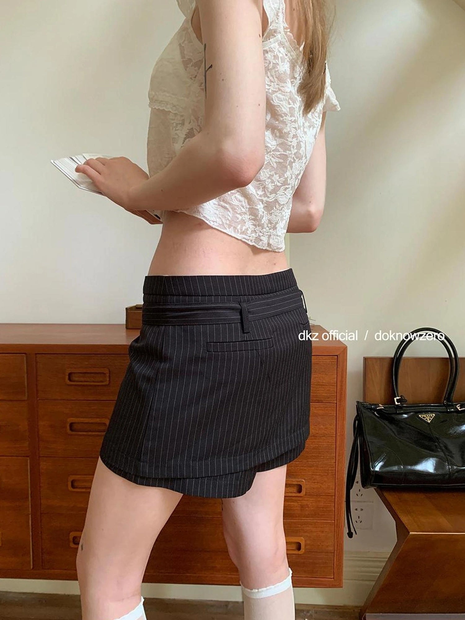 DKZ OFFICIAL Retro Stripe A Line Pencil Skirt