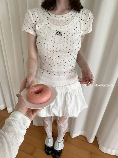 DKZ OFFICIAL Retro Sweet A Line Short Puffy Skort