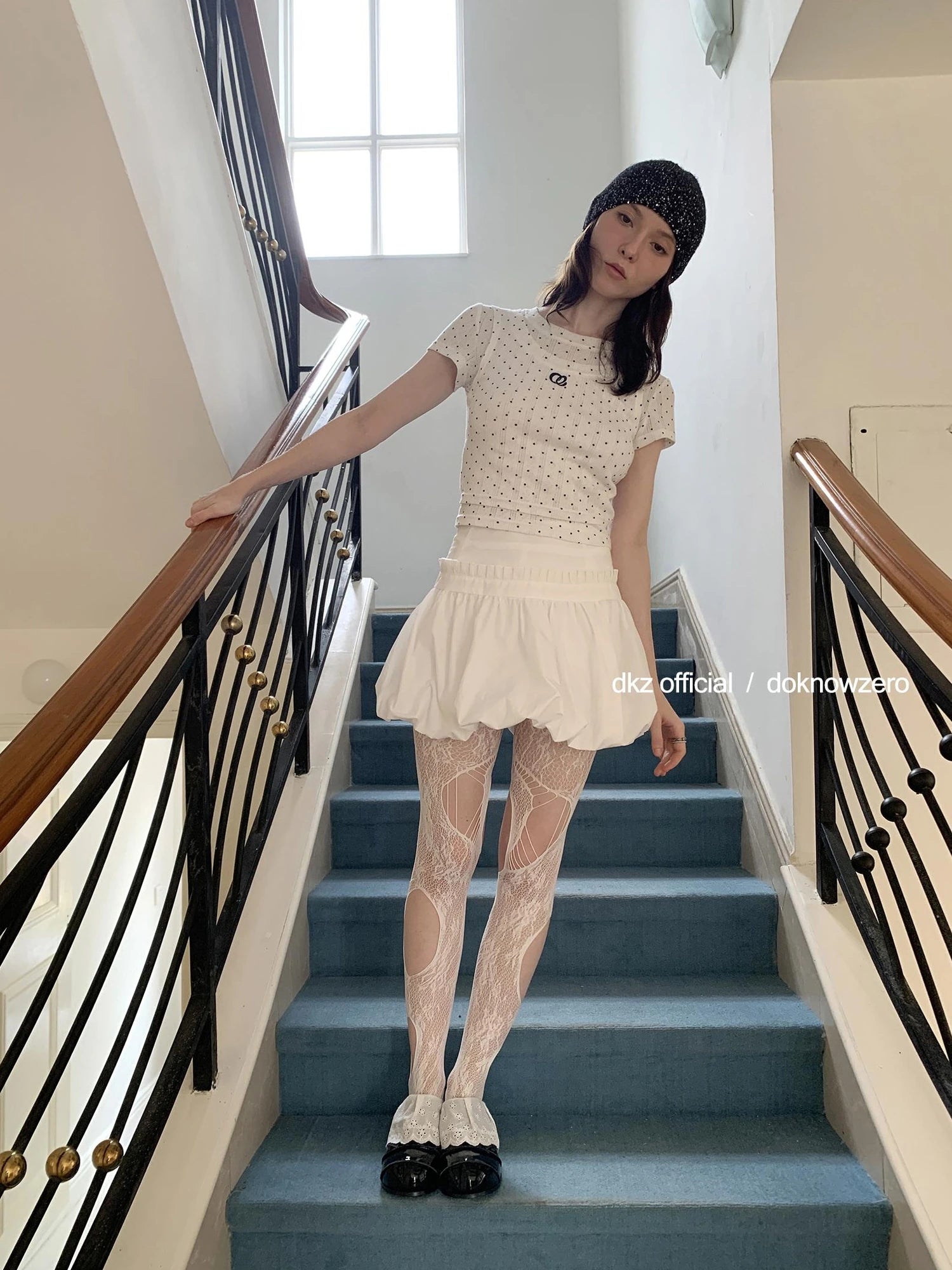 DKZ OFFICIAL Retro Sweet A Line Short Puffy Skort