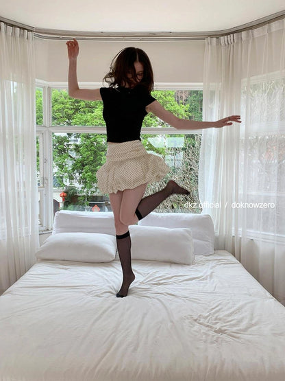 DKZ OFFICIAL Retro Sweet A Line Short Puffy Skort