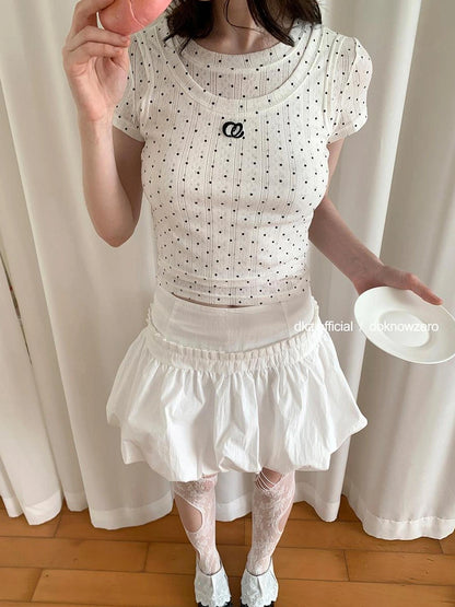 DKZ OFFICIAL Retro Sweet A Line Short Puffy Skort