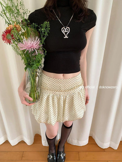 DKZ OFFICIAL Retro Sweet A Line Short Puffy Skort