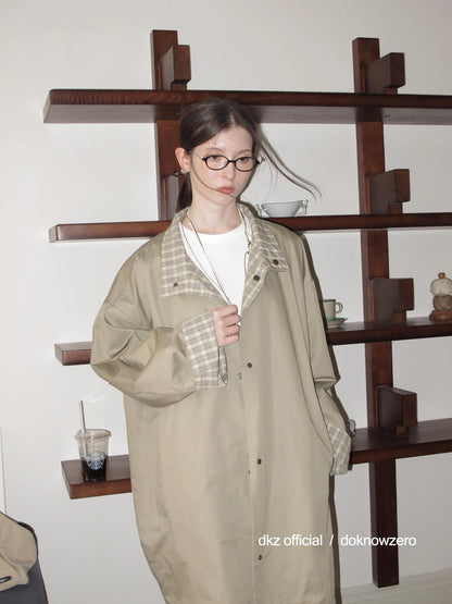 DKZ OFFICIAL Reversible Plaid Trench Coat For Women