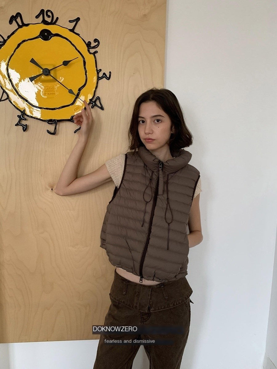 DKZ_OFFICIAL_Ribbed_Quilted_Loose_Fit_Stand_Collar_Zipper_Women&