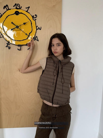 DKZ_OFFICIAL_Ribbed_Quilted_Loose_Fit_Stand_Collar_Zipper_Women&